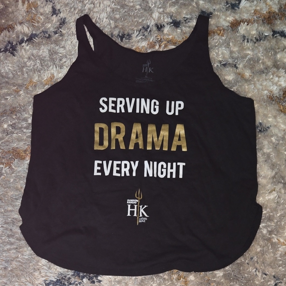 Hells Kitchen Black Tank Top with Gold and White Text